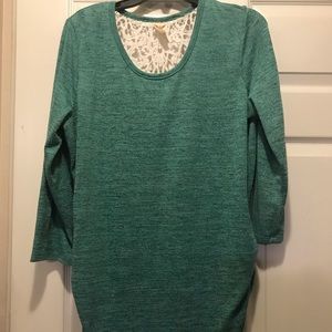 Blouse with lace yoke